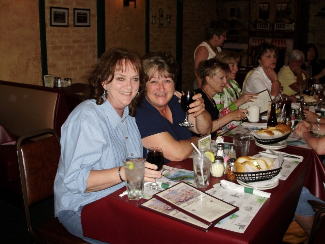 Mary Pallone; Nori Sigler; guest; Sue Johnson; Kathy Householder (standing); Chris Mohler; Debbie Tschappat